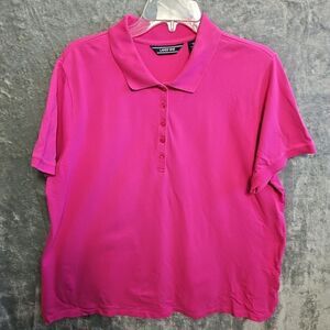 Lands' End Polo Women’s 1X  Short Sleeve top Pink Casual Cotton blend